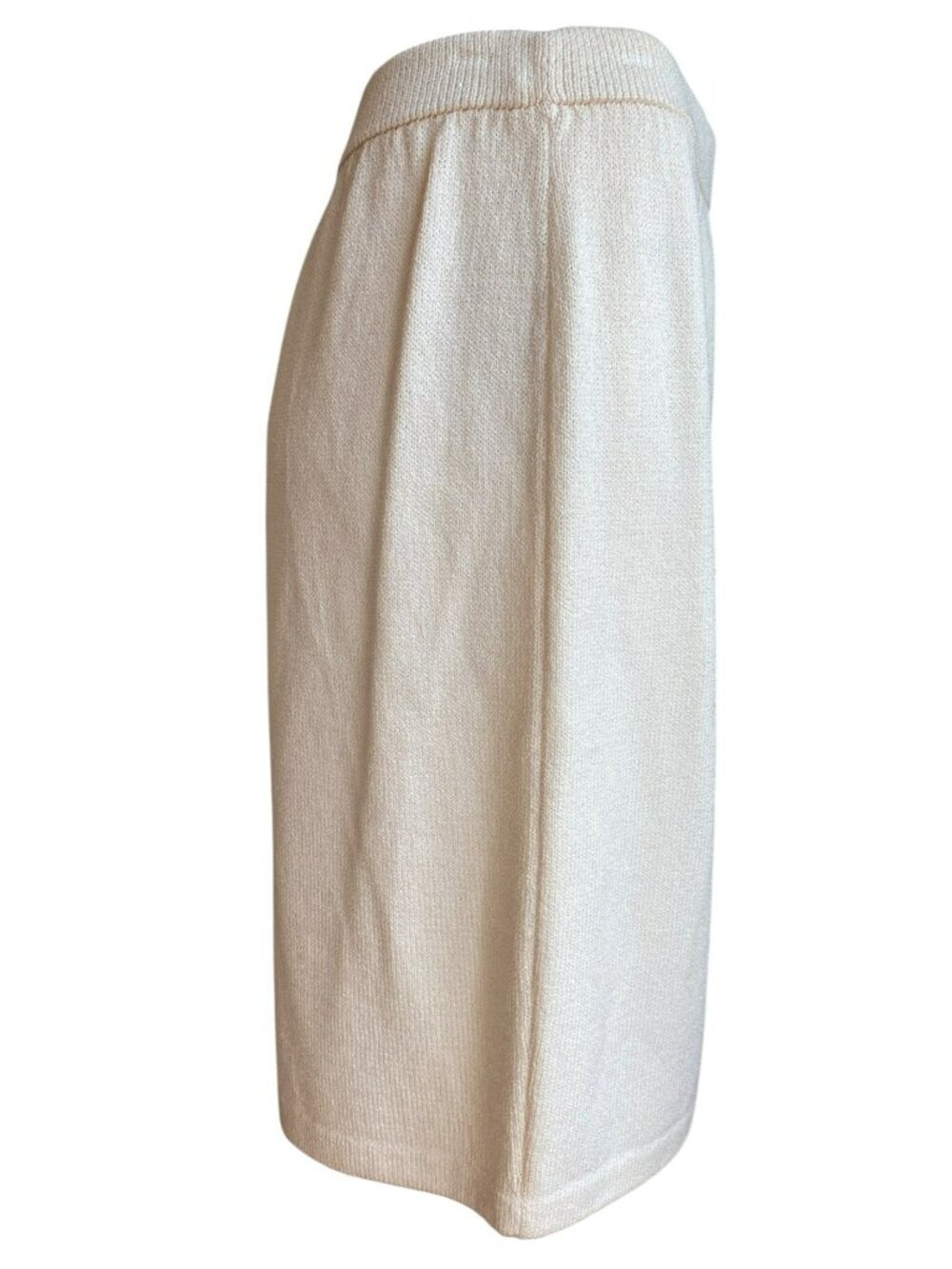 St John Collection Cream Off White Knit Skirt Santana Stretch Elastic Waist 10 - Picture 3 of 7
